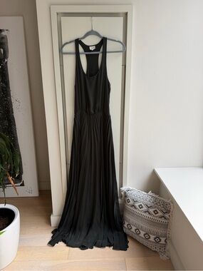 Parker Black Pleated Maxi Dress with Racerback